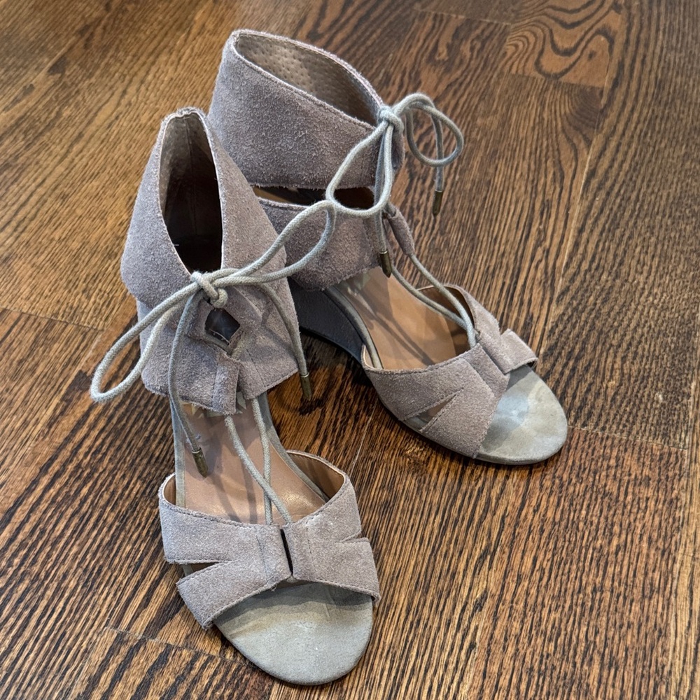 Dolce Vita Suede Lace-Up Heels - Gray